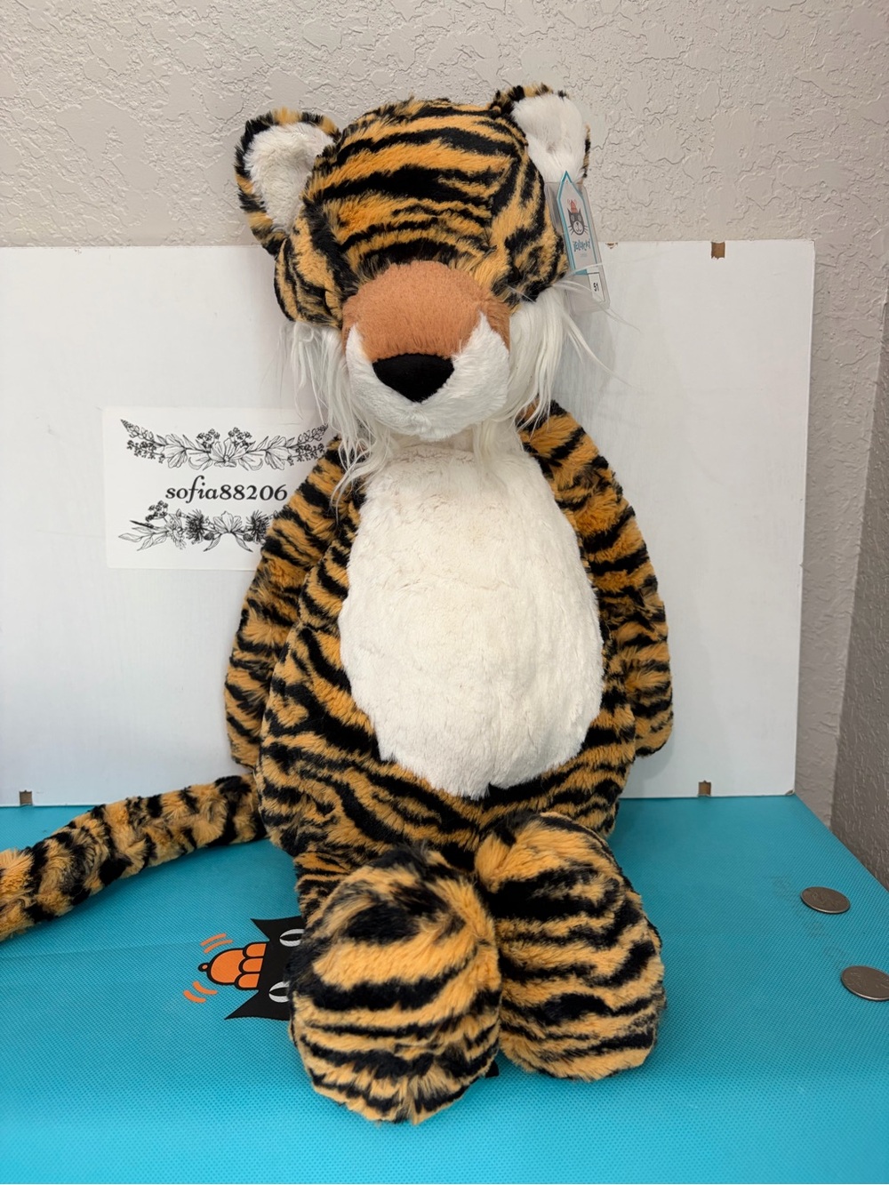 #51 AUTHENTIC‼️ NWT Jellycat HUGE Bashful Tiger 20“ - Retired, Rare